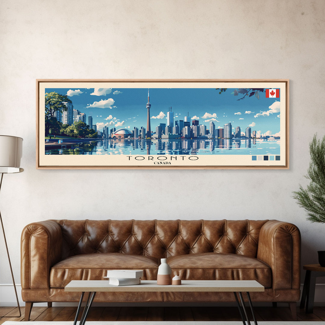 Toronto, Canada Panoramic Canvas Print, Toronto, Canada Painting, Canada Art, Toronto Travel Poster, Travel Art, Living Room Painting