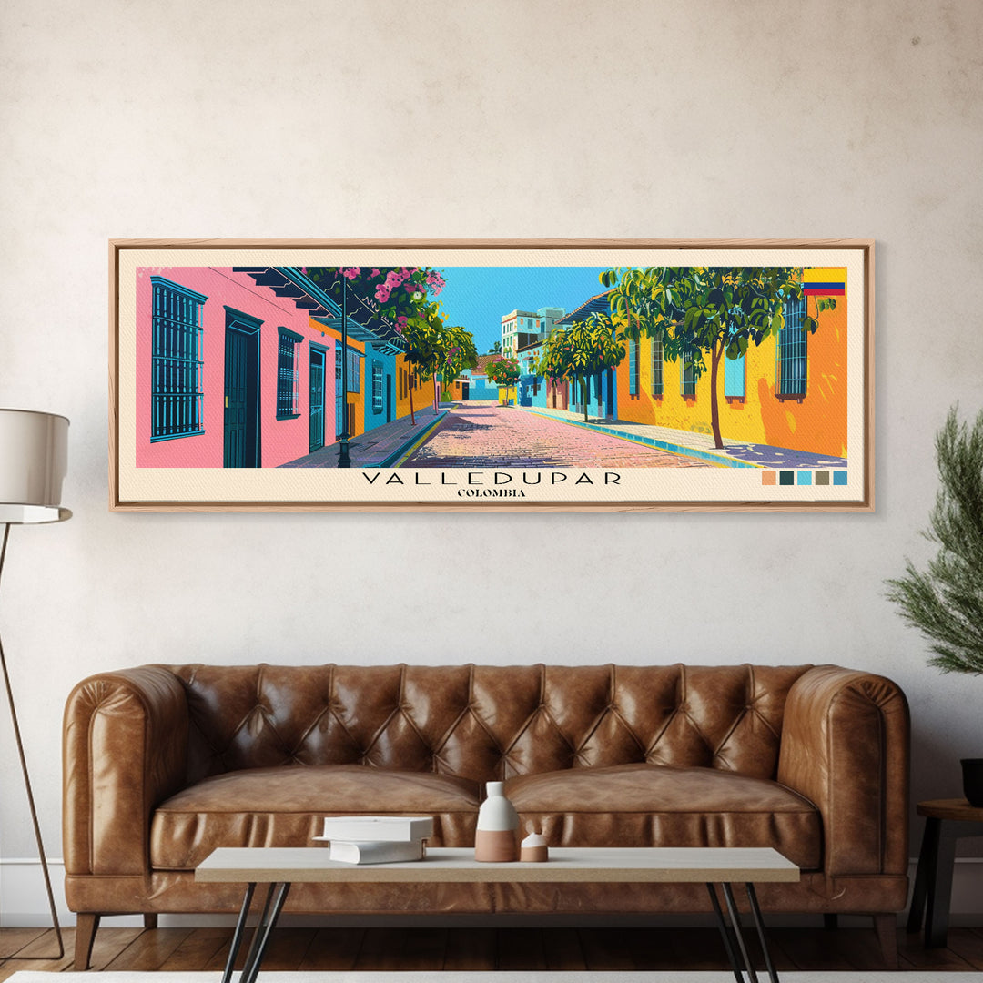 Valledupar, Colombia Panoramic Canvas Print, Valledupar, Colombia Painting, Colombia Art, Valledupar Travel Poster, Travel Art, Vacation Gift