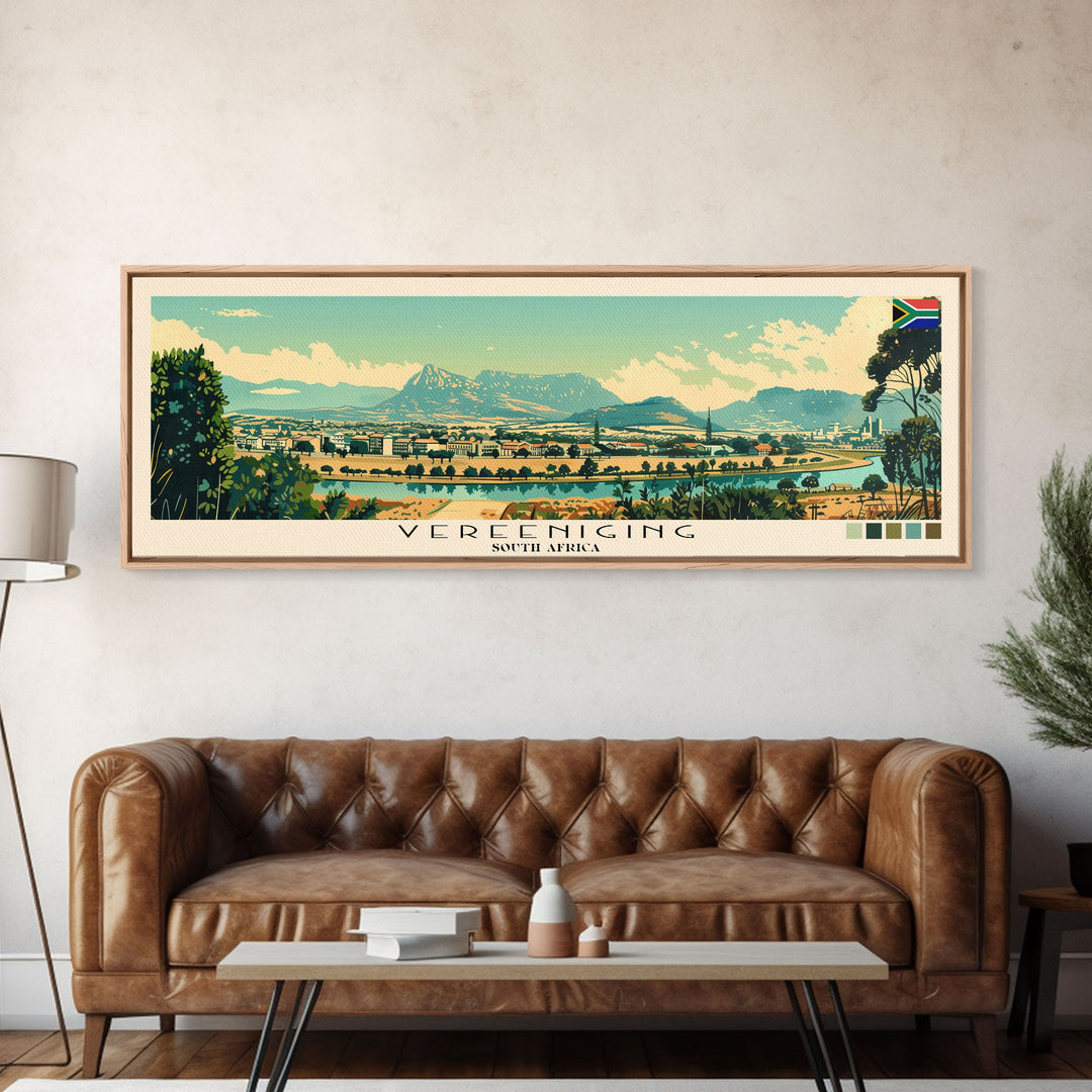 Vereeniging, South Africa Panoramic Canvas Print, Vereeniging, South Africa Painting, South Africa Art, Vereeniging Travel Poster, Travel Art, Guest Room Painting