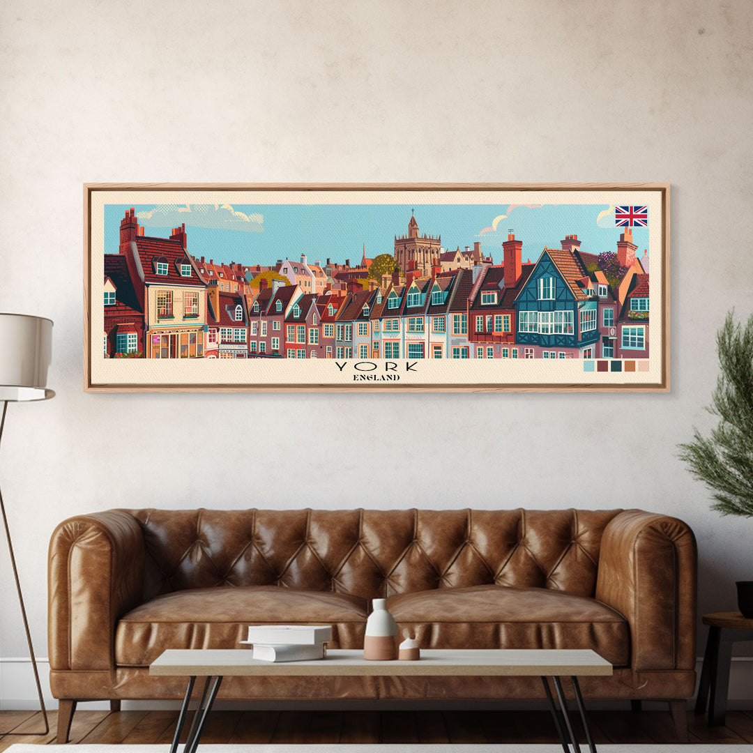 York, England Panoramic Canvas Print, York, England Painting, England Art, York Travel Poster, Travel Art, Vacation Gift