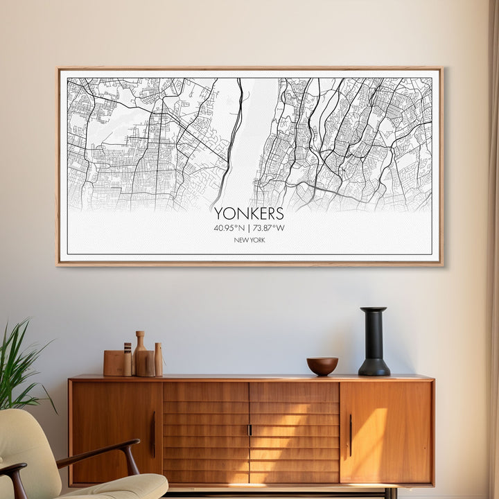 Yonker City Map, New York Art, Map Print, Modern Wall Art, Wall Art, Canvas Art, Landscape Art Print, Hostess Gift, Bookshelf Décor, Prints