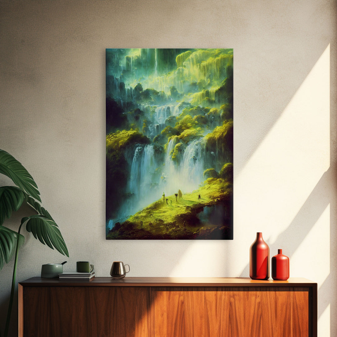 High Fantasy RPG concept art, Fantasy Landscape, Framed Canvas Print, Ready To Hang Framed Wall Art, Living Room Wall Decor