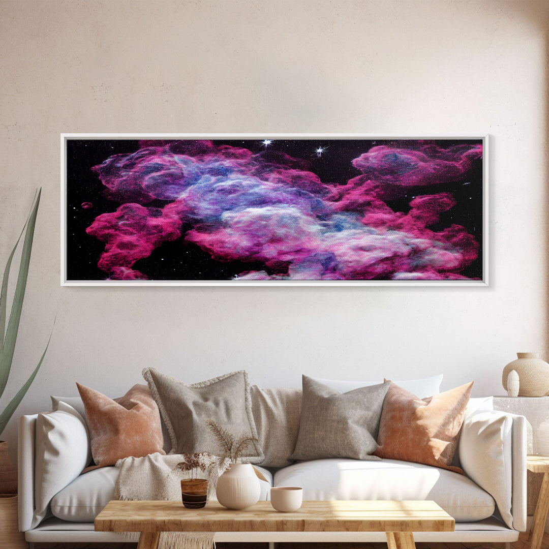 Beautiful Universe Space Art, Galaxy Print, Bubblegum Pink Art, Framed Canvas Print, Framed Wall Art