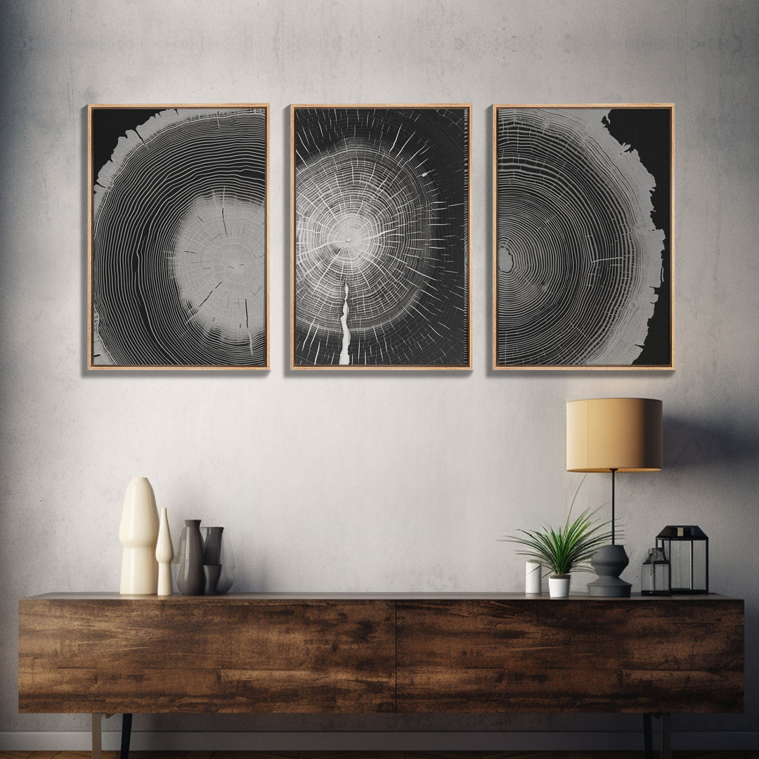 Tree Ring Prints, Lake House Large Wall Art, Boho Art, Minimalist, Farmhouse Art