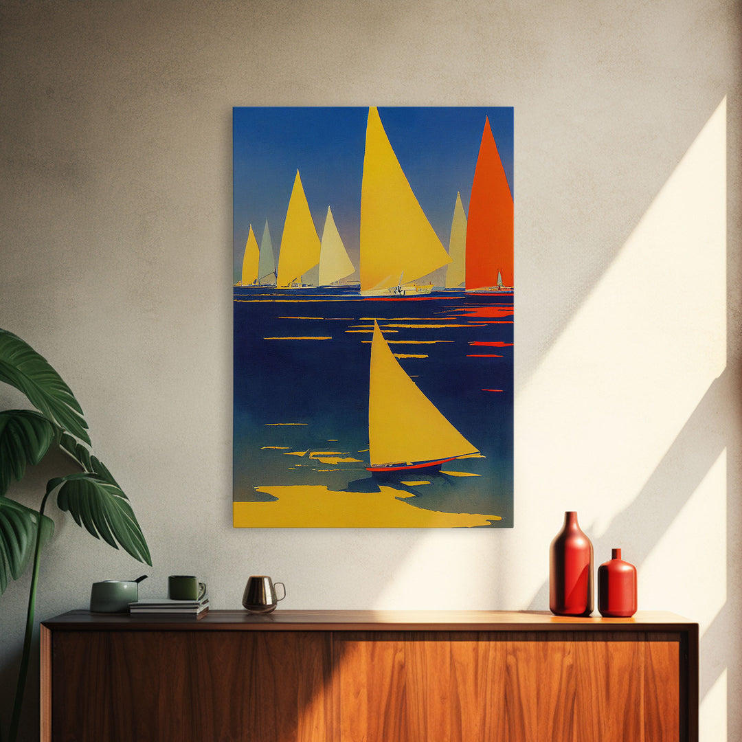 Nautical Wall Art, Sailboats On San Francisco Bay, Framed Canvas Print, Original Nautical Art, Nautical Canvas Art