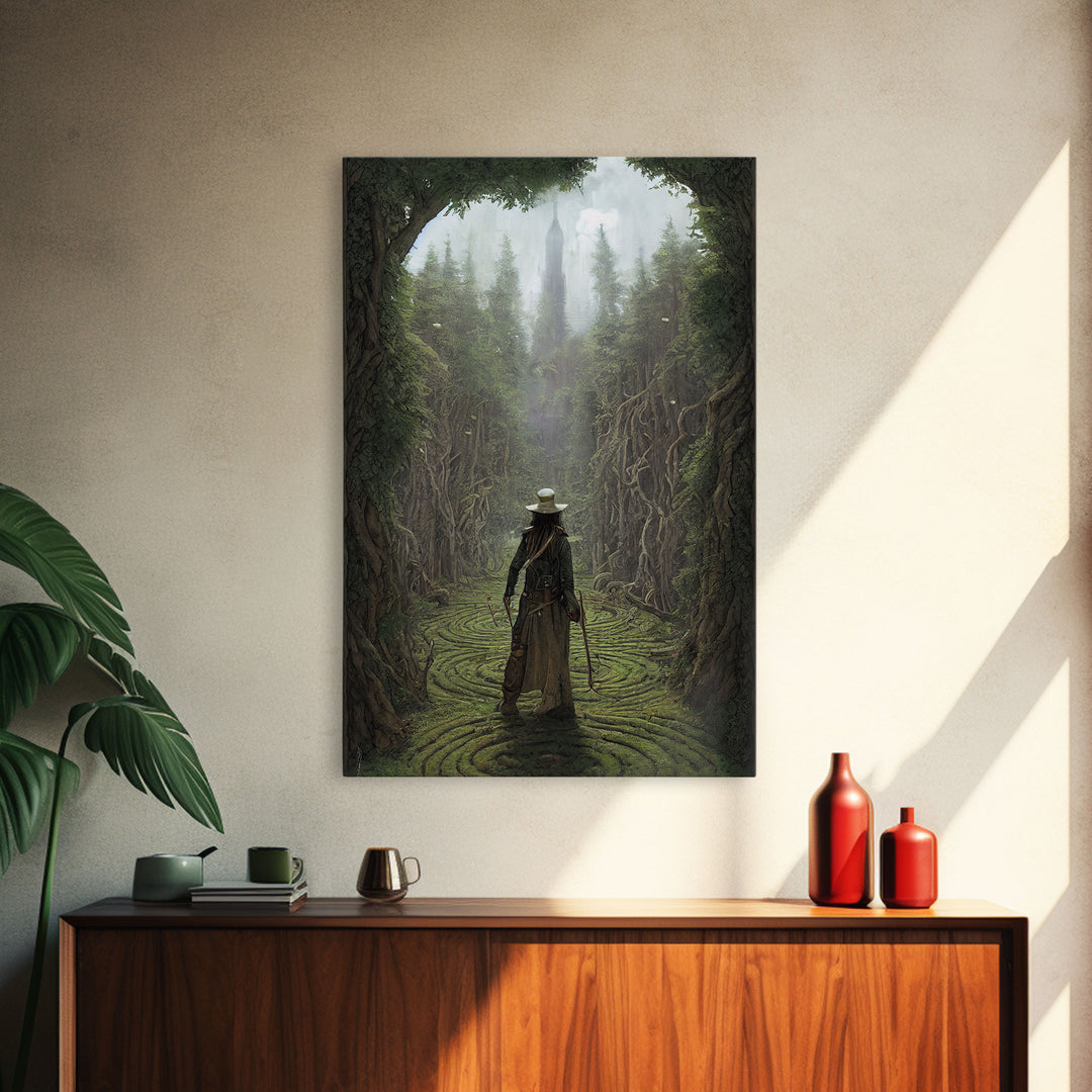 The Gardener, Floramancer Concept Art, Plantaemancer, Framed Canvas Print, Ready To Hang Framed Wall Art