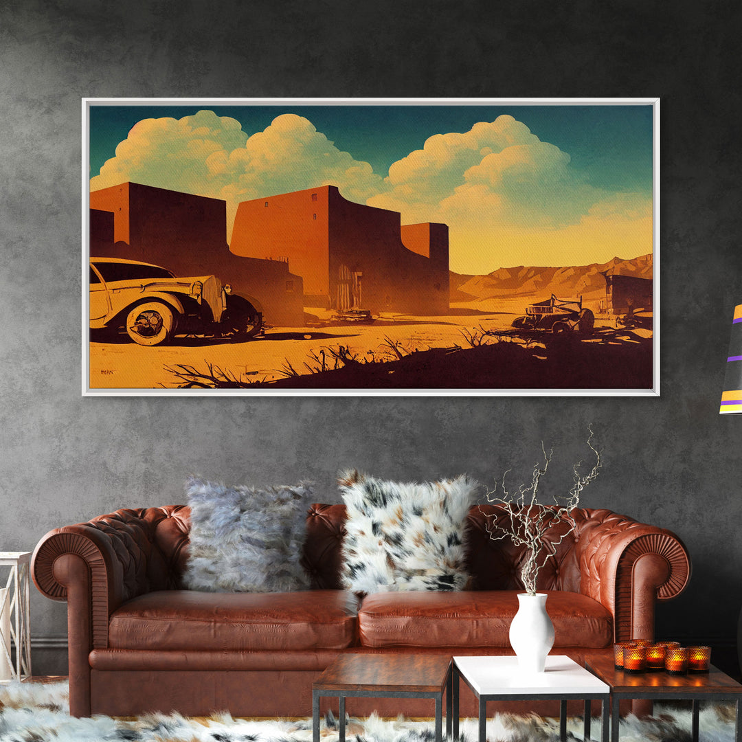 Abandoned Art, 1940s Abandoned pueblo style villa, Wall Decor, Ready To Hang Framed Canvas Print, Oversize Wall Art