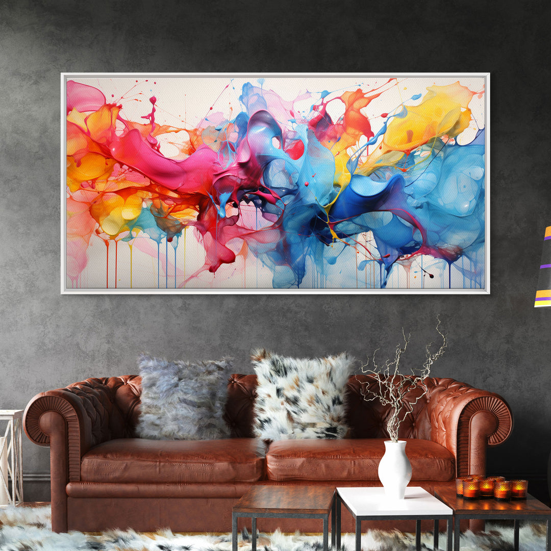 Set of 3 Alcohol Ink Wall Art, Color Explosion Framed Print Canvas Wall Art, Modern Abstract Alcohol Ink Painting Canvas Art for Living Room