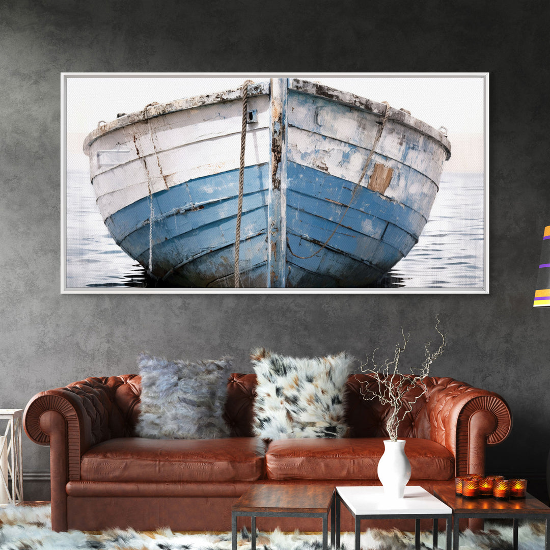 Boho Style Nautical Decor, Minimalist Art, Framed Canvas Print, Photograph Of An Old Wooden Ship, Beachhouse Decor, Wood Boat, Gift For Him