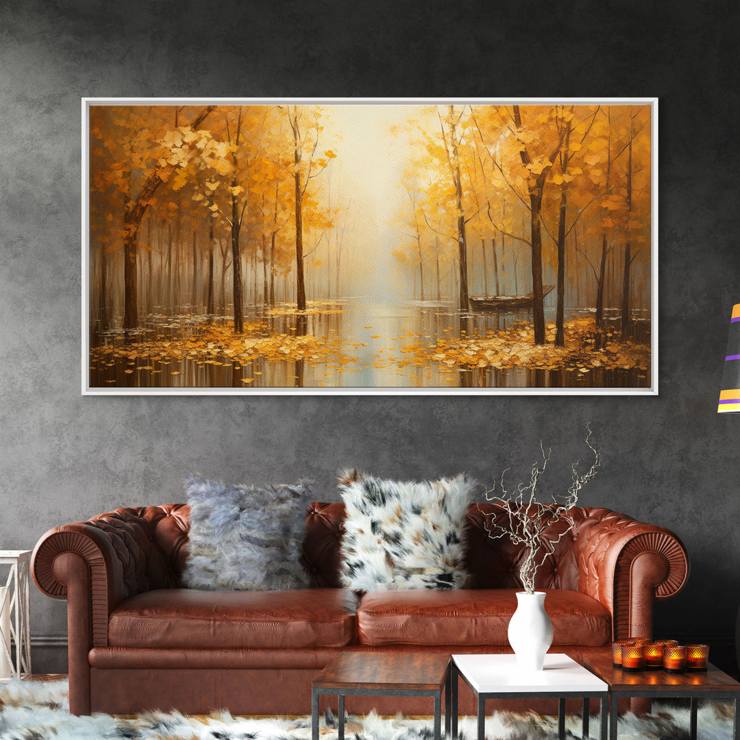 Fall Centerpiece Landscape Painting Canvas Print, Autumn Landscape Decor, Fall Centerpiece Fall Home Decor, Fall Wall Decor, Fall Home Decor