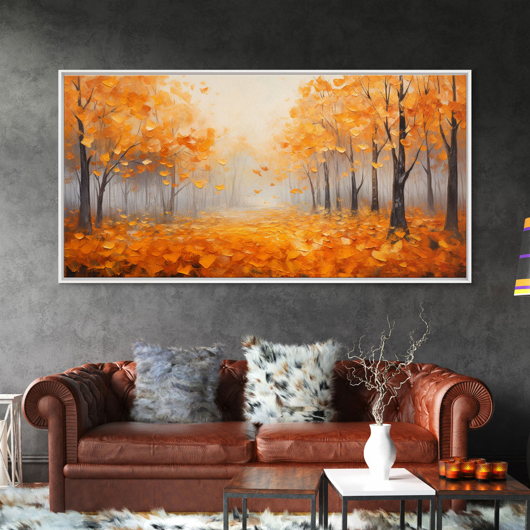 Yellow Leaves In The Fall, Framed Canvas Print, Seasonal Decor, Fall Seasonal Art, Clearance Fall Decorations, Fall Wall Decor, Fall Decor