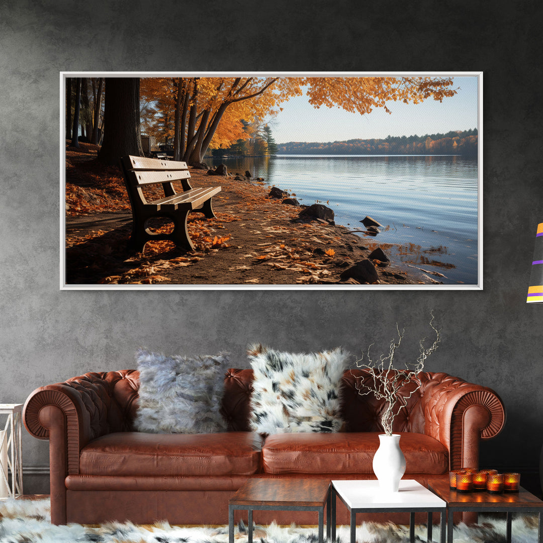 Pacific Northwest Photography Print, Beautiful Lakeside Park In The Fall, Framed Canvas Print, Photography Decor, Fall Decor