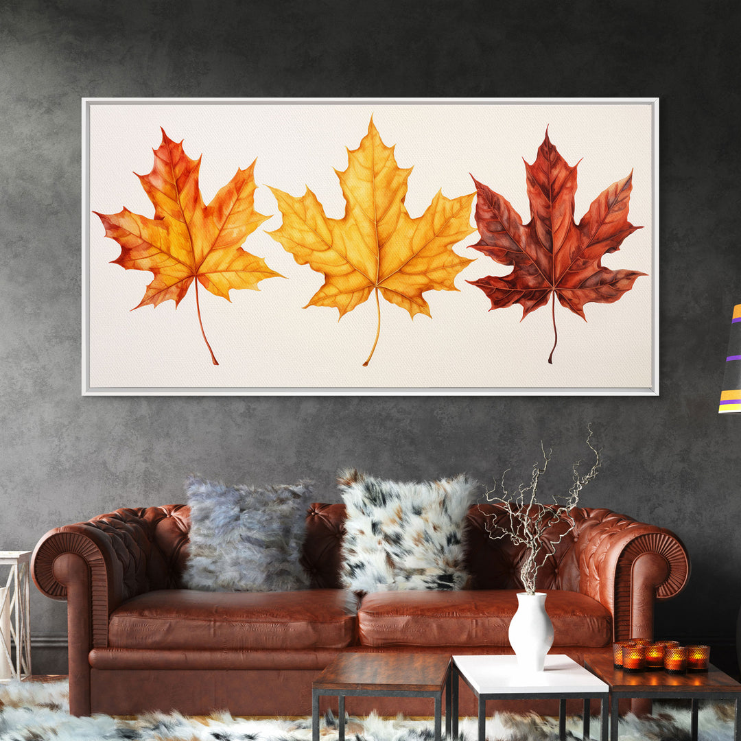 Autumn Leaves Centerpiece, Photography Study, Framed Canvas Print, Fall Decor, Autumn Decor, Seasonal Art, Fall Centerpiece, Fall Art