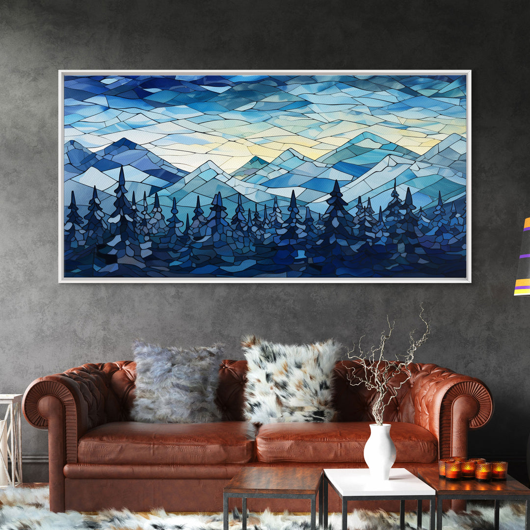 Abstract Wall Art, Winter Wall Art, Mosaic Wall Art, Nature Art Print, Canvas Print, Wall Hanging, Landscape Art, Camper Wall Decor