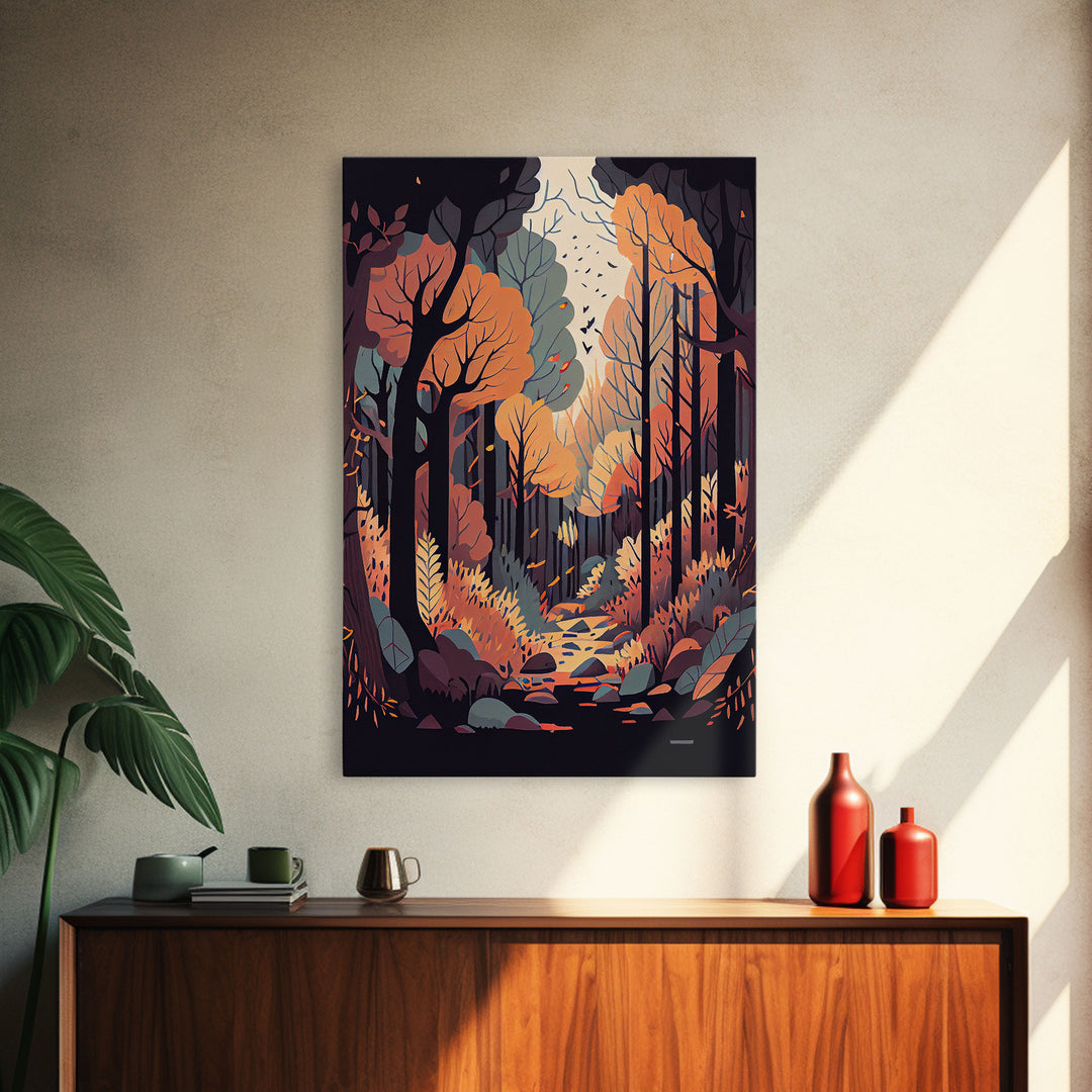 A Beautiful autumn scene, fall in the forest, fine art poster print