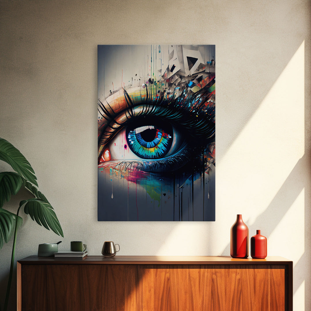 Vibrant Graffiti Eye Wall Art Canvas Print - Street Art Inspired Graphic Illustration Artwork