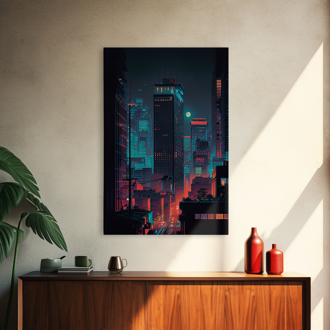 Night Cityscape Skyscrapers Dark Fine Art Print, Wall Art Print, Wall Poster, Wall Decor