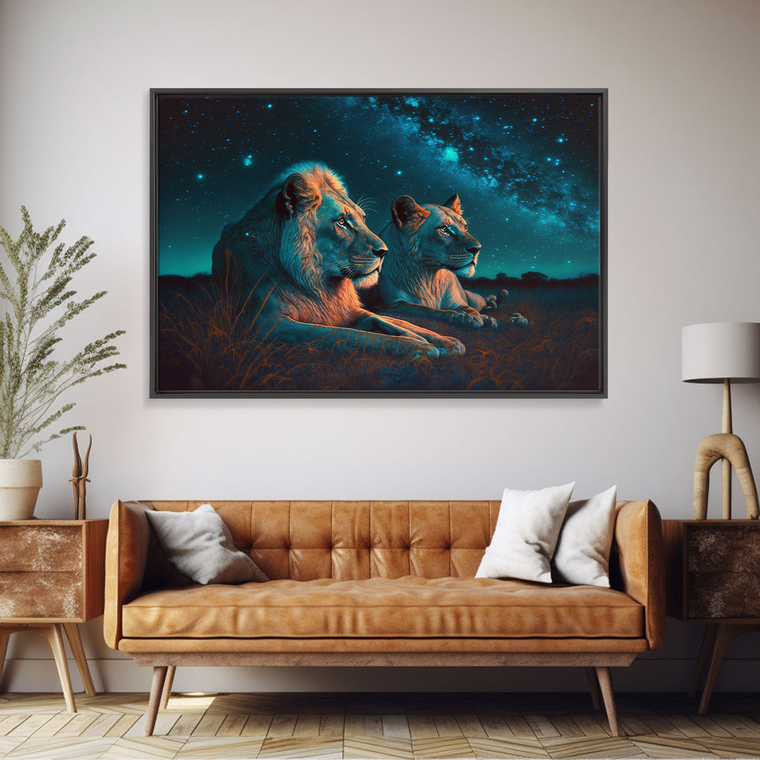 Boss Couple, Lion Art, Framed Canvas Print