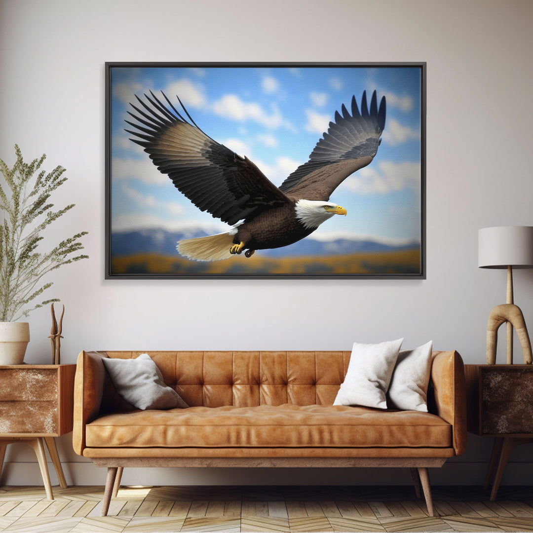 Eagle in a Mountain Clouds Canvas Wall Art Design, Framed Canvas Print Decor for Home & Office Decoration, CANVAS READY to Hang