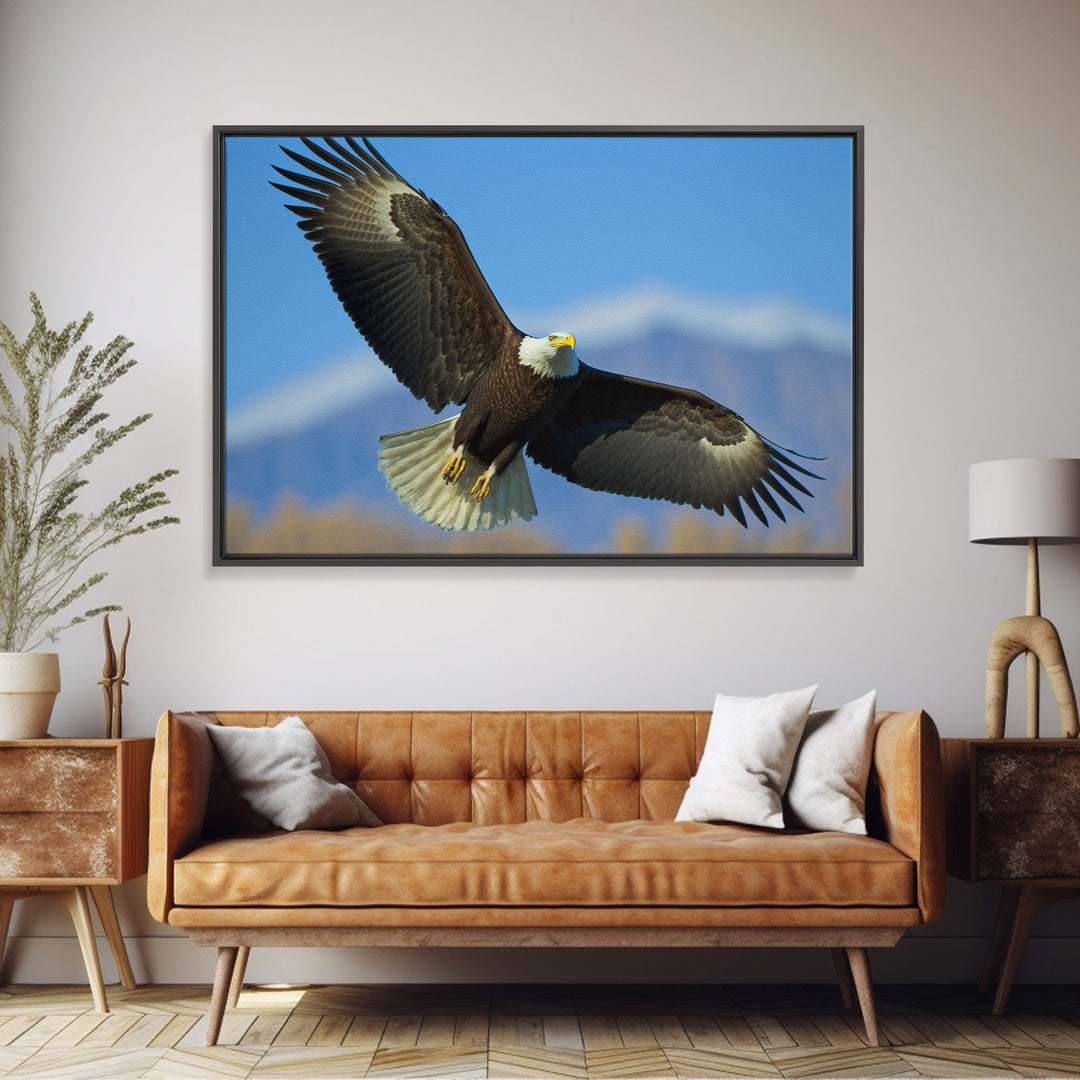 Eagle in a Mountain Clouds Canvas Wall Art Design, Framed Canvas Print Decor for Home & Office Decoration, CANVAS READY to Hang