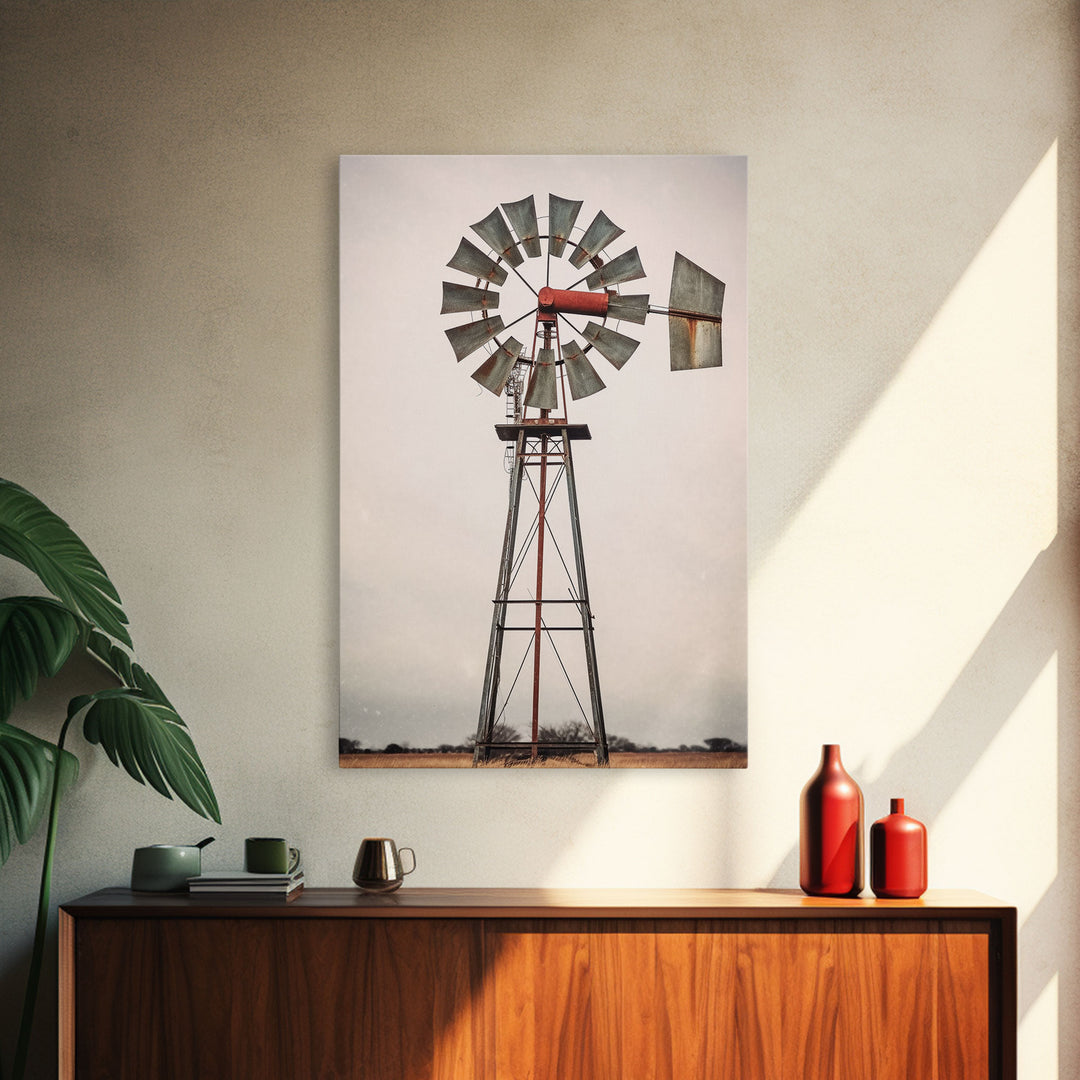 Rustic Farmhouse Home Decor, Windmill Photography Photo Print Art, Rustic Industrial Farmhouse Wall Art Picture, Country Landscape Picture