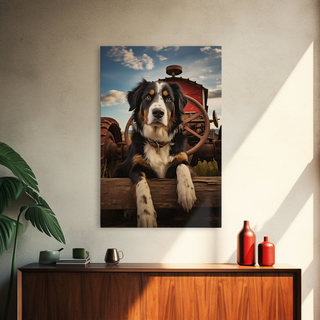 Dog Wall Art, Bernese Mountain Dog Wall Print, Farmhouse Wall Art, Wall Art, Framed Wall Art, Framed Canvas. Wall Print, Wall Canvas