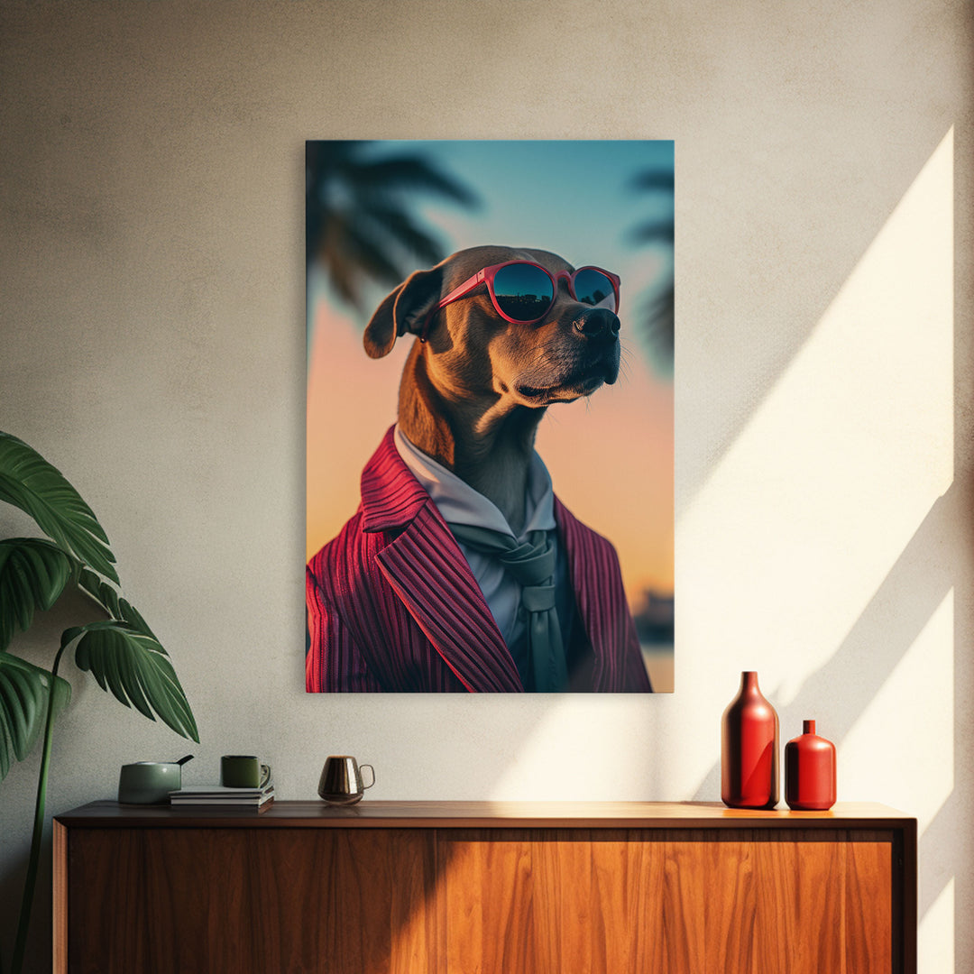 Rhodesian Ridgeback Dog Wall Print, Dog Wall Art, Dog With Shades Wall Print, Framed Wall Art, Framed Canvas, Wall Print, Wall Canvas