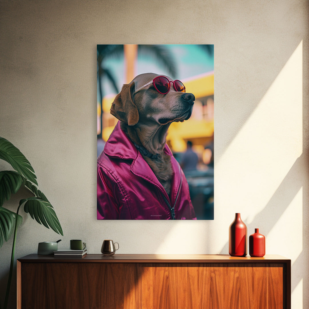 Labrador Dog Wall Print, Dog Wall Art, Dog With Shades, Animal Art, Funny Wall Art, Framed Wall Art, Framed Canvas, Wall Print, Wall Canvas