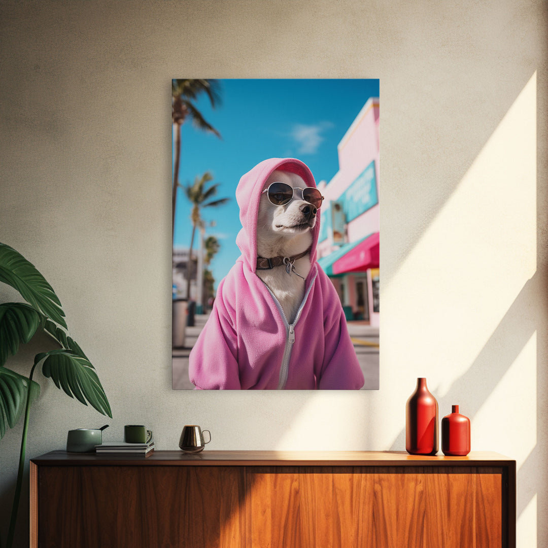 Chihuahua Wall Print, Dog Wall Art, Dog Sunglasses, Pink Hoodie, Funny Wall Art, Framed Wall Art, Framed Canvas, Wall Print, Wall Canvas