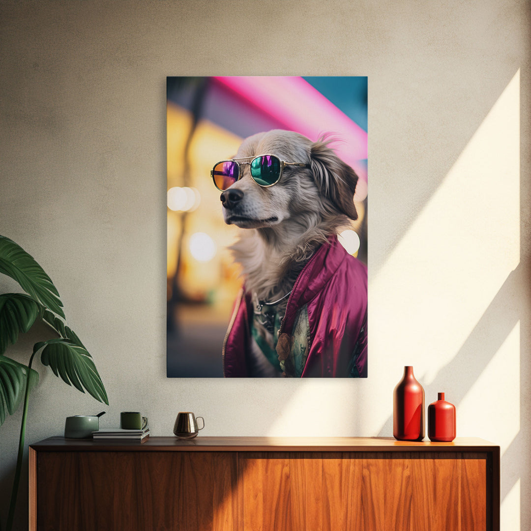 Long Haired Chihuahua Wall Print, Dog Wall Art, Dog Sunglasses, Funny Art, Framed Wall Art, Framed Canvas, Wall Print, Wall Canvas