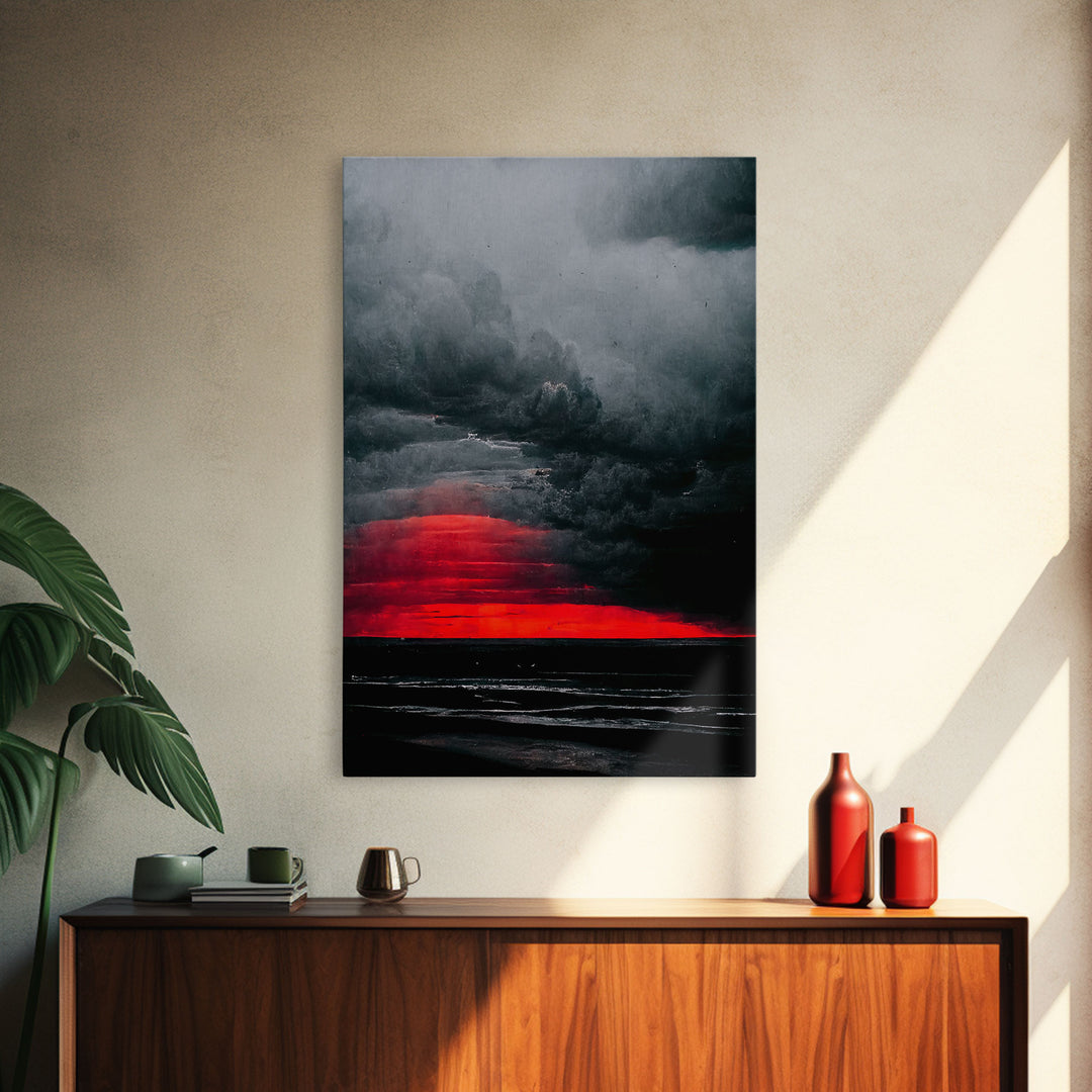 Spooky Horror Canvas Print, Bloodmoon Sunset, Blood moon, Halloween Wall Art, Ready To Hang