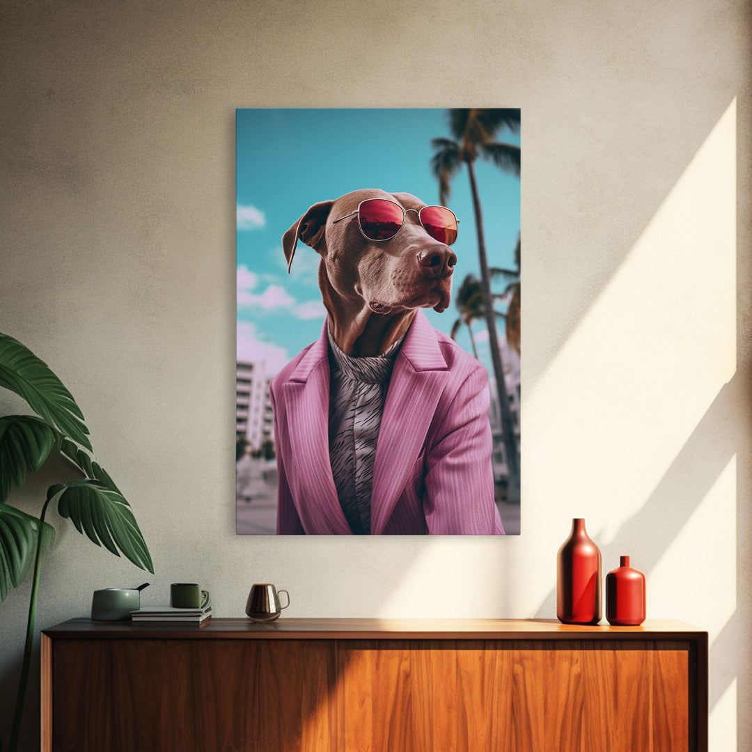 Labrador In Pink Suit Sunglasses Wall Print, Dog Art, Dog Portrait, Dog Art Print, Framed Wall Art, Framed Canvas, Wall Print, Wall Canvas