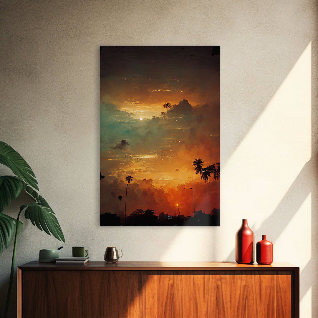 Los Angeles, California at sunset, canvas print, ready to hang wall art