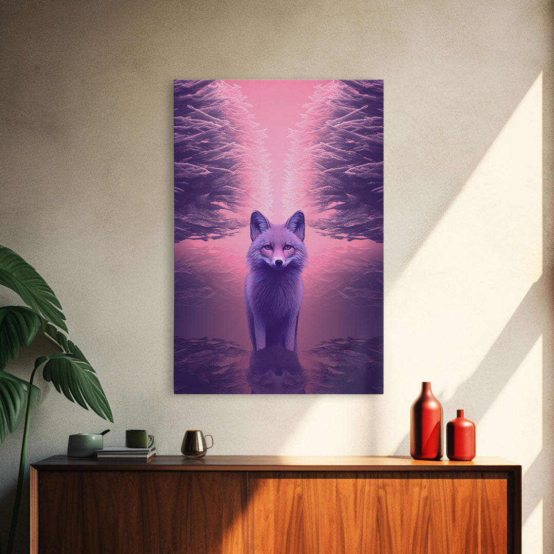 Fox Wall Print, Animal Art Print, Animal Portrait, Pink Art, Abstract Wildlife Art, Framed Wall Art, Framed Canvas, Wall Print, Wall Canvas