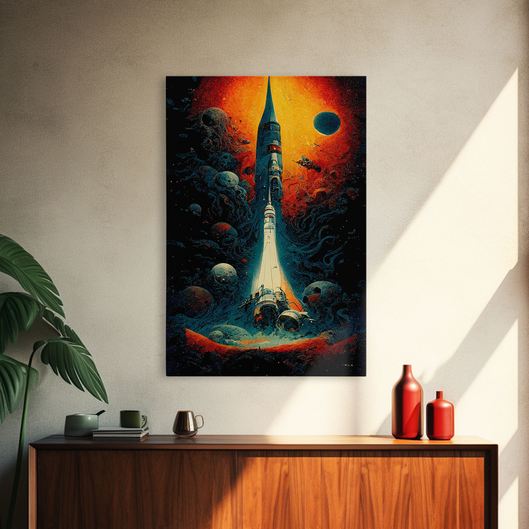 Cosmic Horror Space Exploration Poster Canvas Print, Scifi Wall Art, ready to hang wall art