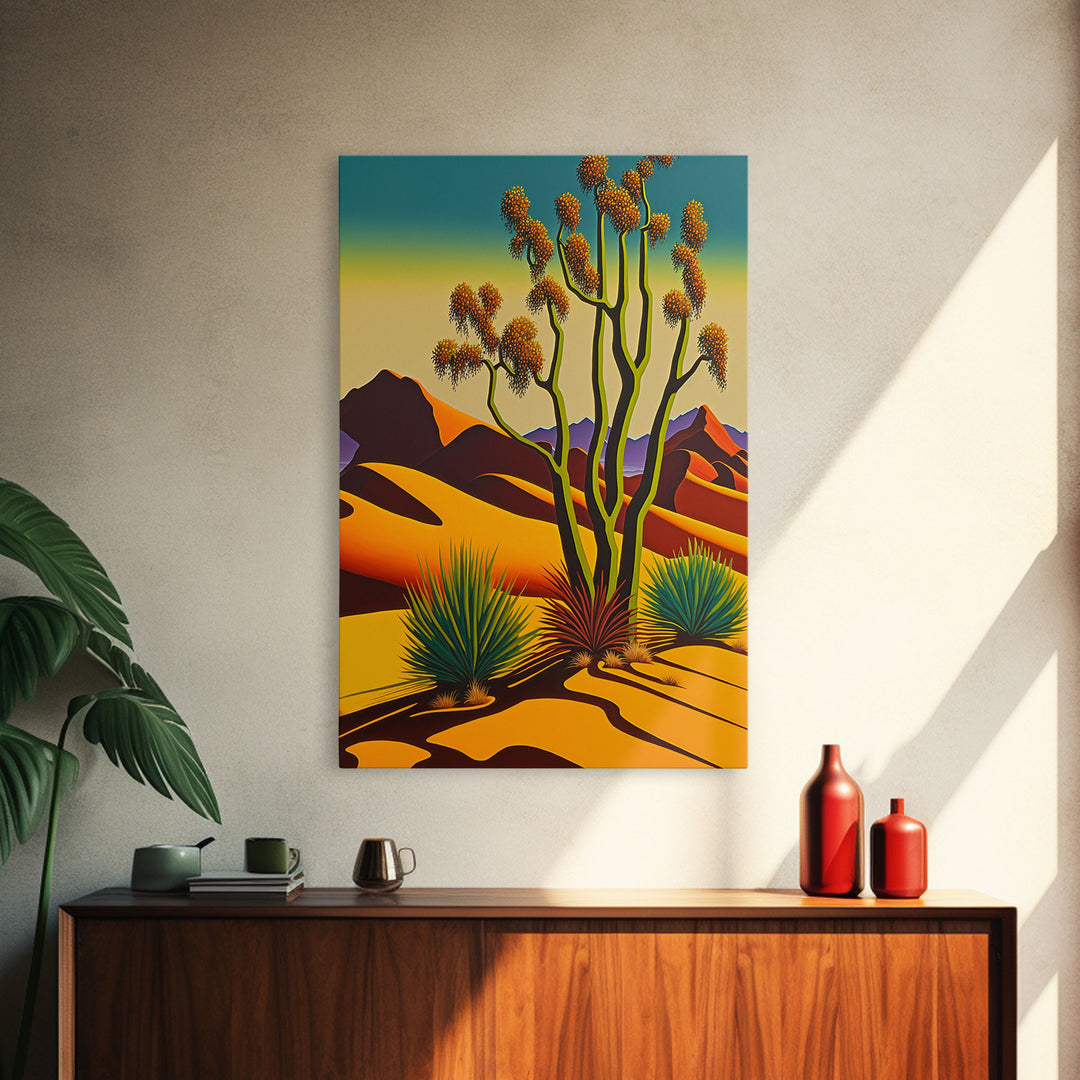 Watercolor of a Desert Landscape, Arizona Southwest Art, Framed Canvas Print, Landscape Painting