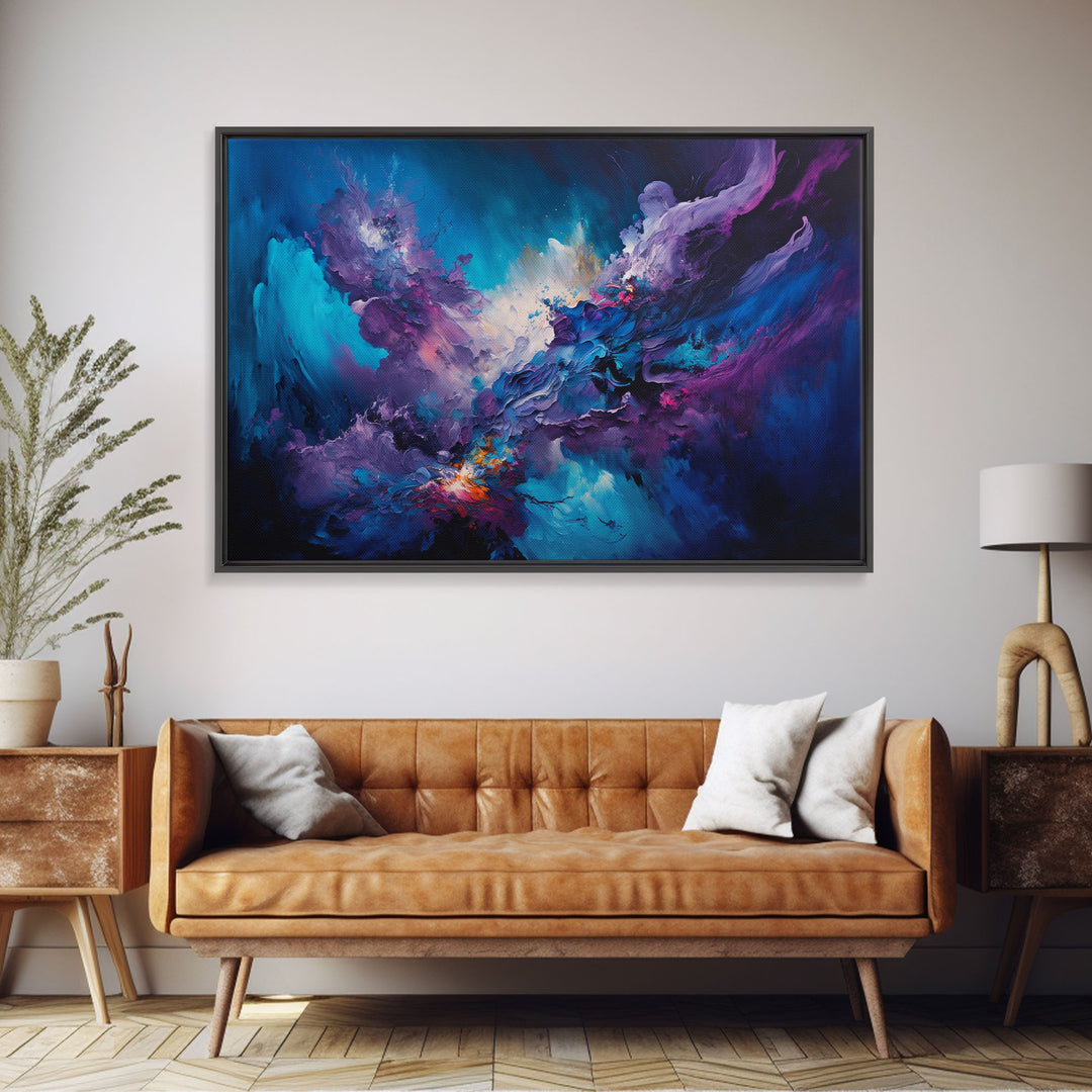 Large Blue and Purple Framed Canvas Print Abstract Art, Extra Large Painting On Canvas, Large Abstract Art, Contemporary Art Canvas