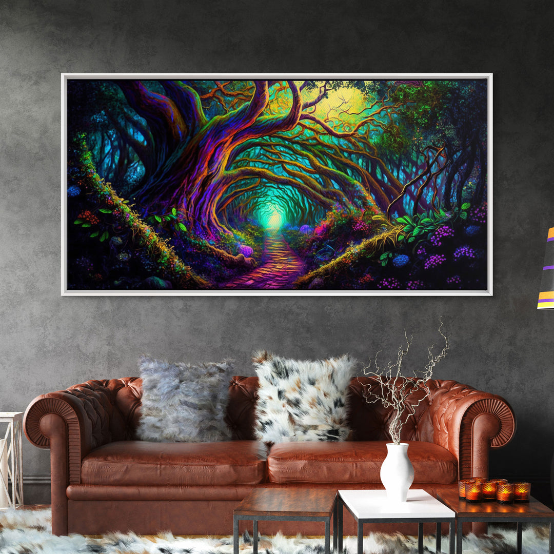 Fantasy wall art, canvas print, magical forest, fantasy landscape art, ready to hang wall art, magical glowing forest fantasy art