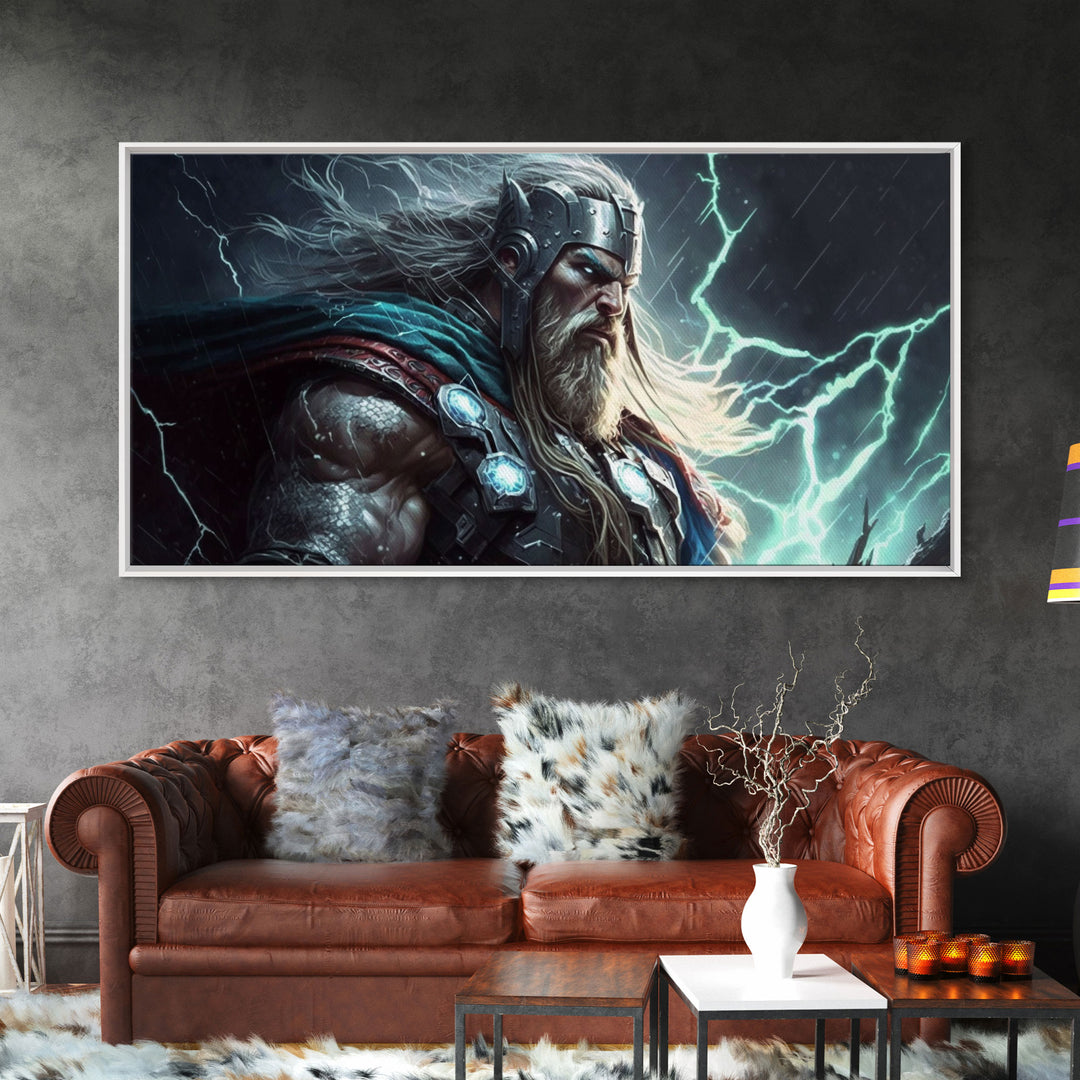 Thor God of Thunder, Framed Canvas Print, Norse Mythology Art,  Fantasy Art