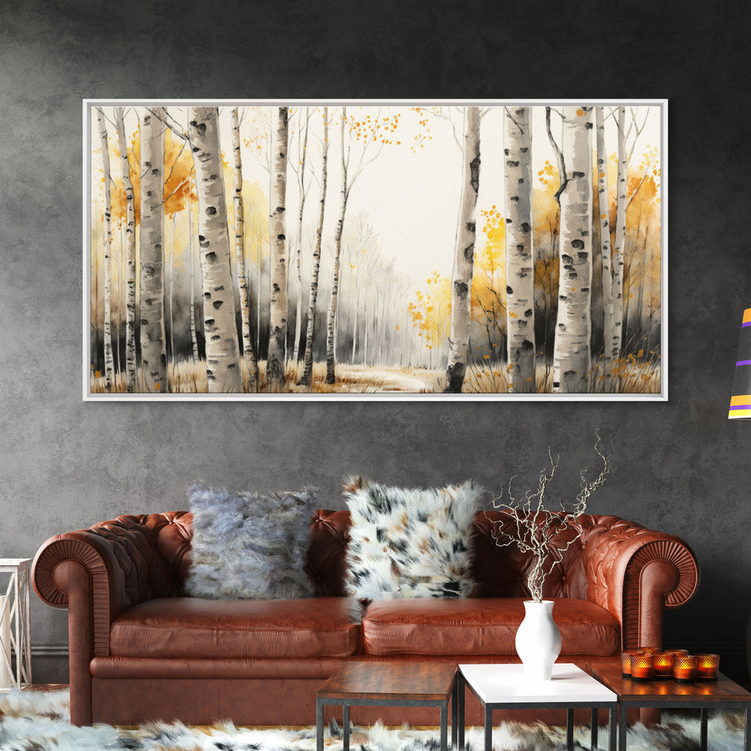 Canvas Print Of Abstract Birch Oil Painting, Large Original Art, Fall Birch Forest ,Contemporary Living Room Wall Art Decor