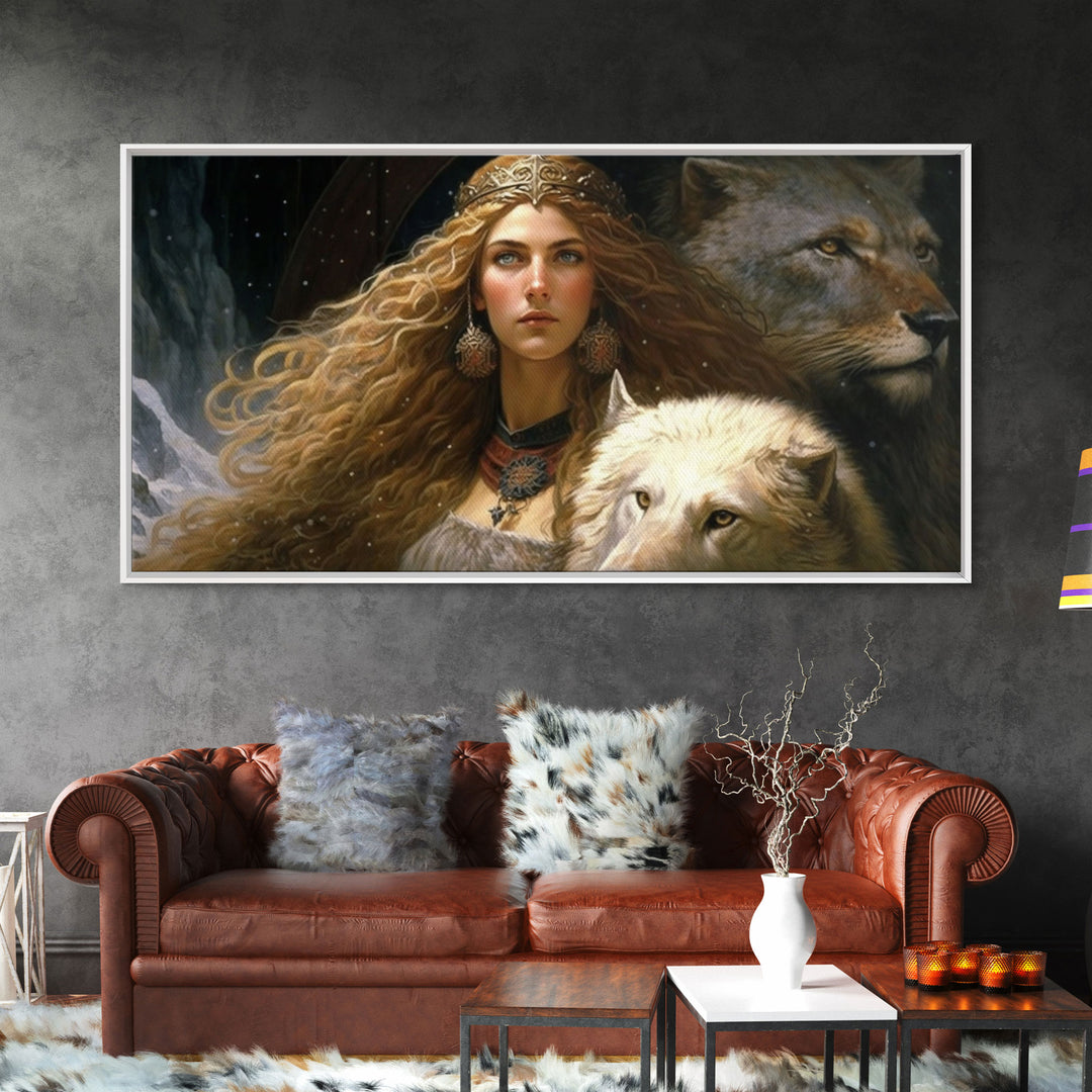 Lady Freya, Nordic / Norse Mythology Art, Framed Canvas Print, Norse Goddess of Love and Fertility