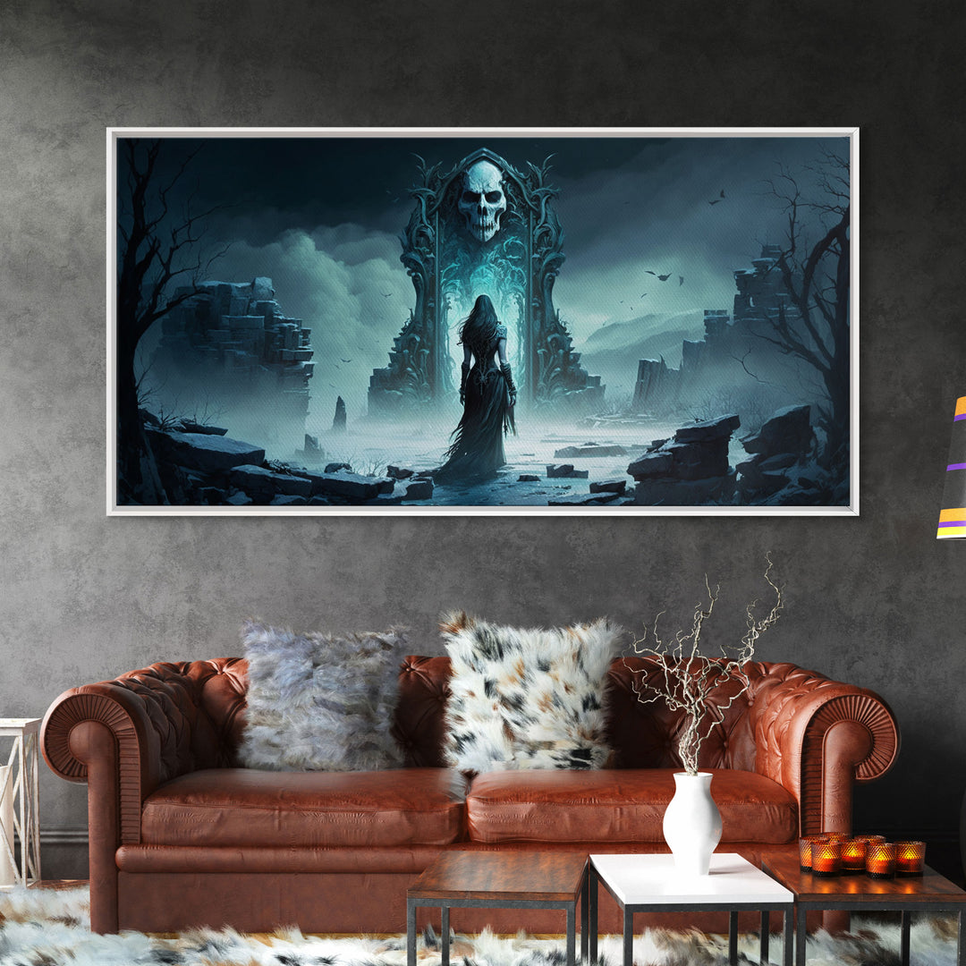 Doorway to Niflheim, Land of Mist and the Dead, Norse Mythology Fantasy Art, Framed Canvas Print, Fantasy Decor