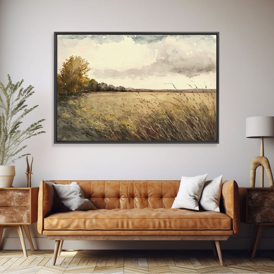 Vintage Art Wall Decor | Field Of Flowers Canvas Art | Wall Hanging Canvas | Large Wall Decor | Wildflower Field Framed Canvas