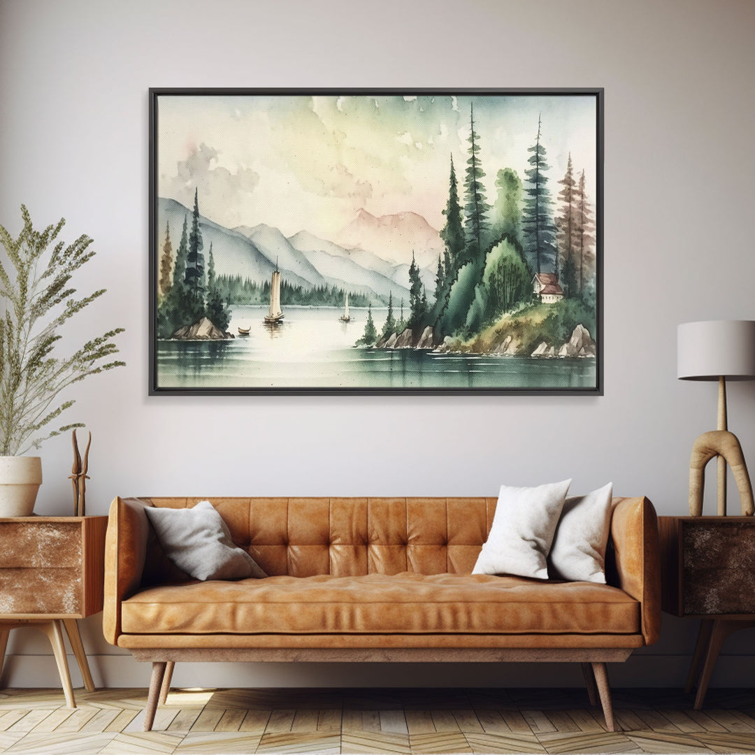 Life On The Lake, Framed Canvas Print, Wall Art, Lakehouse Art