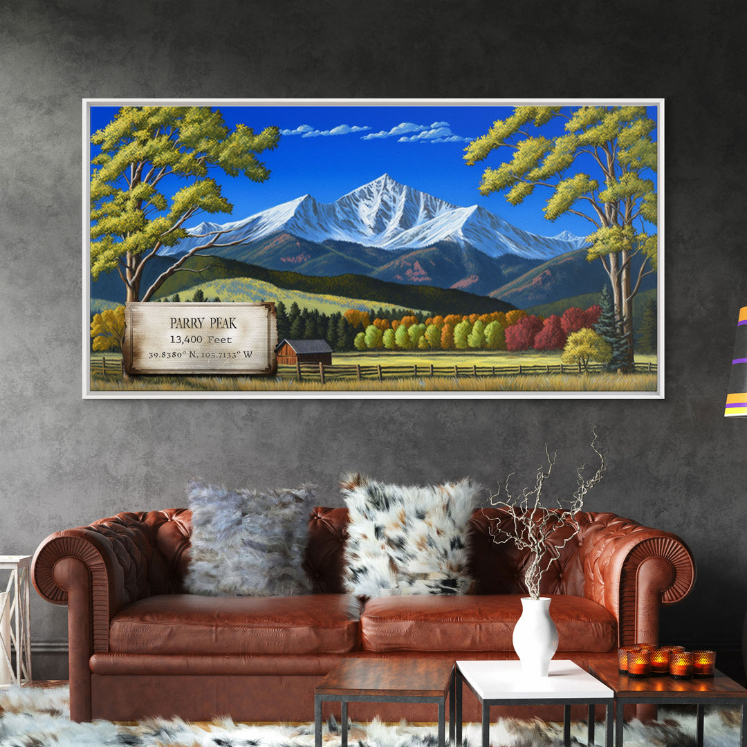 Parry Peak, Mountains of Colorado, Travel Poster Wall Art, Framed Canvas Print, American Mountains, Mountain Landscape Painting