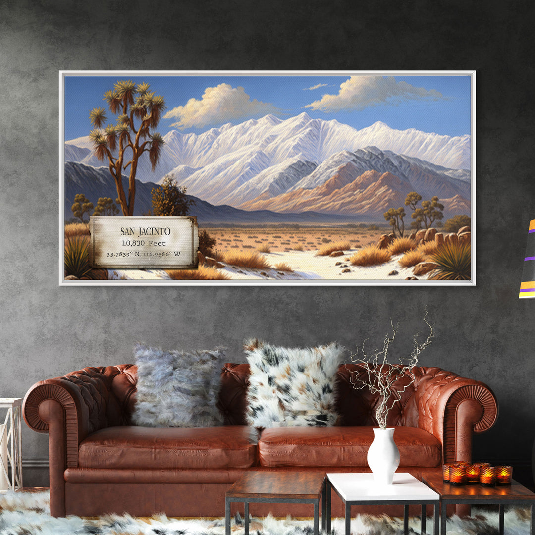 Mount San Jacinto, Travel Poster Wall Art, Framed Canvas Print, American Mountains, Mountain Landscape Painting, Mountains of California