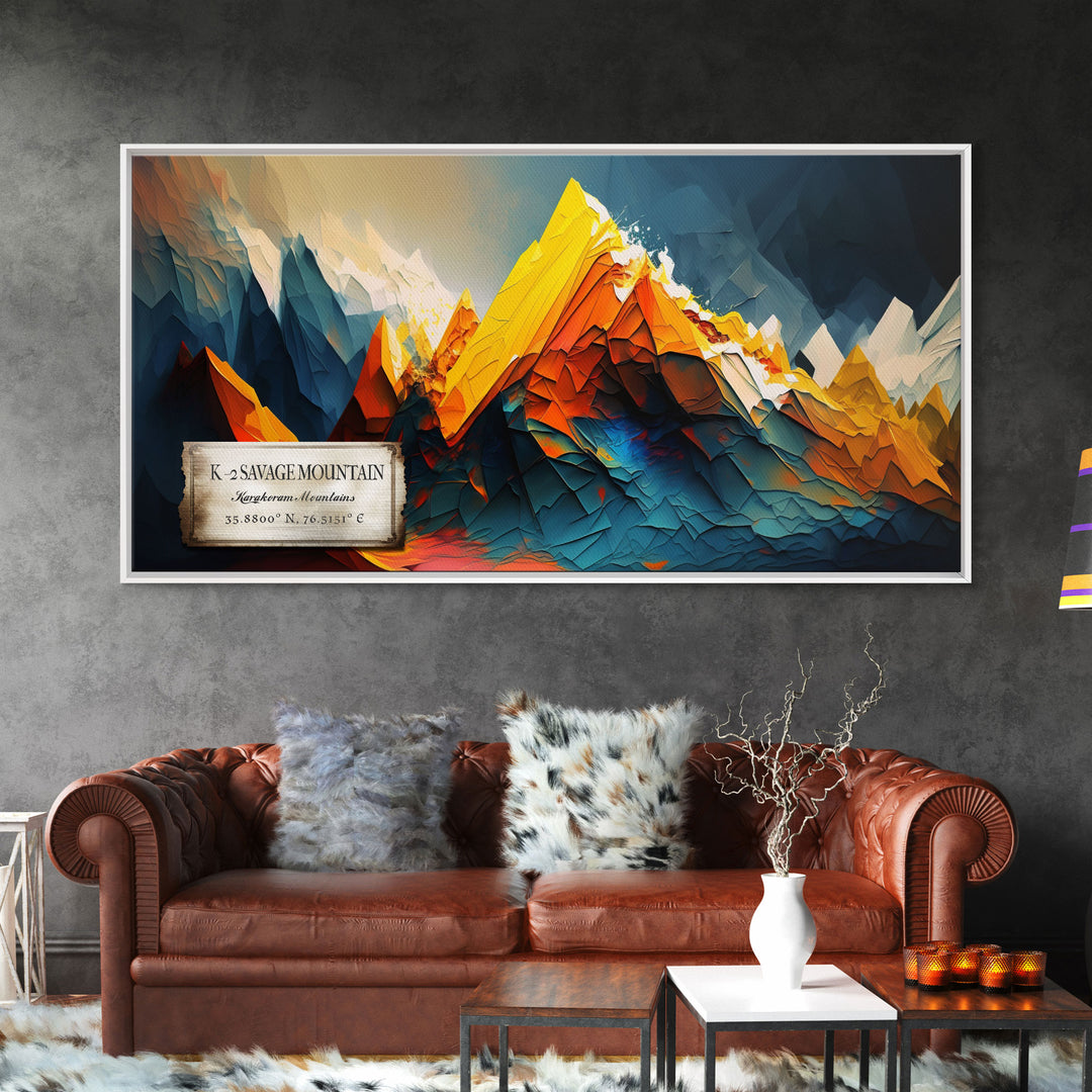 K-2 Savage Mountain, Framed Wall Art, Travel Poster / Travel Art, Mountain Painting Print