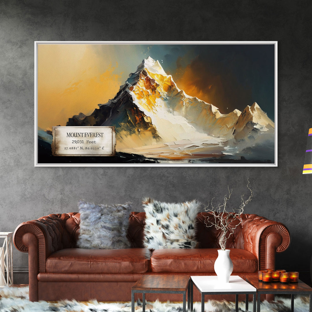 Mount Everest, Himalayas, Wall Art, Original Mountain Painting Print, Travel Poster