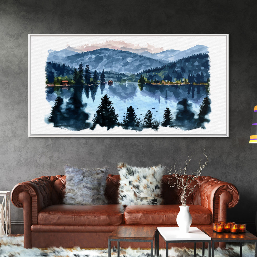 Lake Print, Nature Print, Landscape Print, Waterton National Park, Lake Painting, Landscape Painting, Waterton Art, Vintage Style State Park