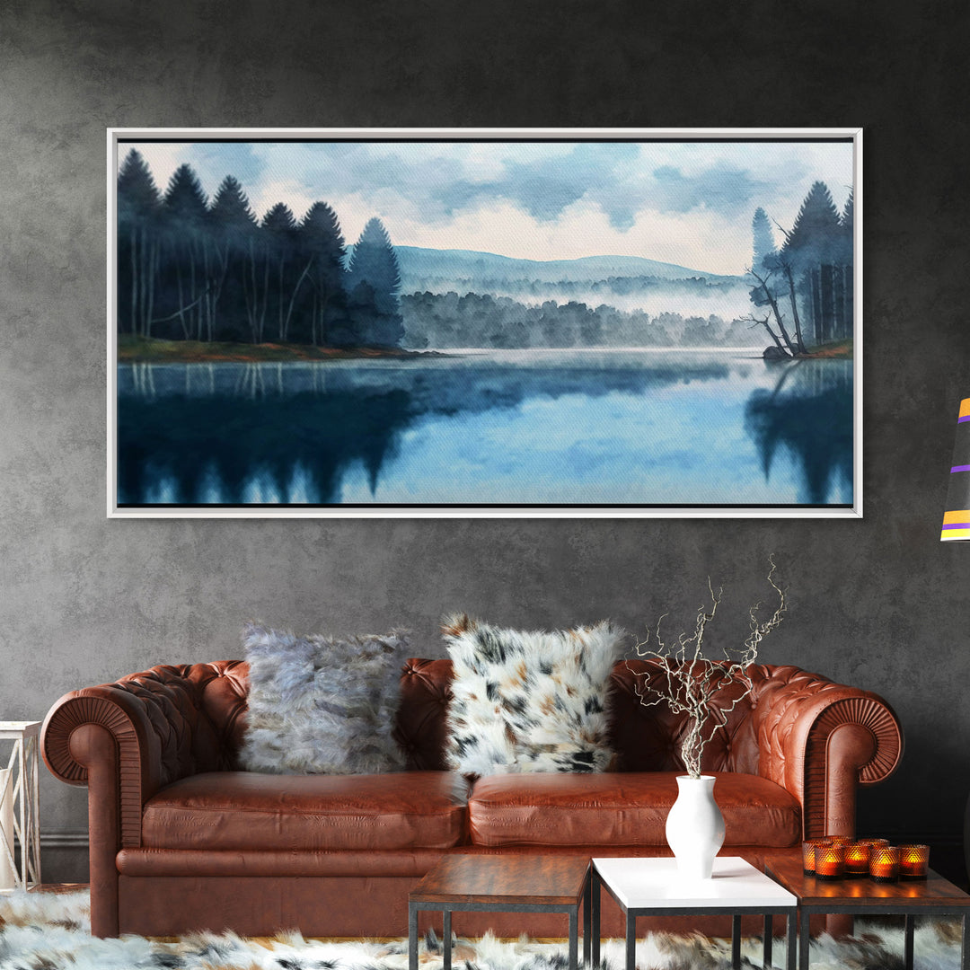 Blue Lake Art | Framed Canvas Print | Blue Lake Painting | Lake House Decor | Guest Room Landscape Painting | Waldo Lake Painting